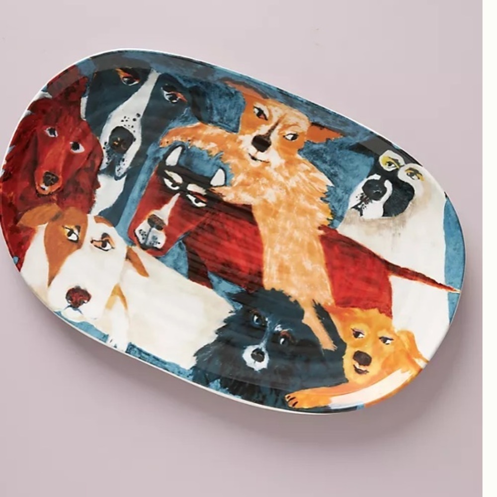 NWT Anthropologie Carole Atkins Furry Friends Platter